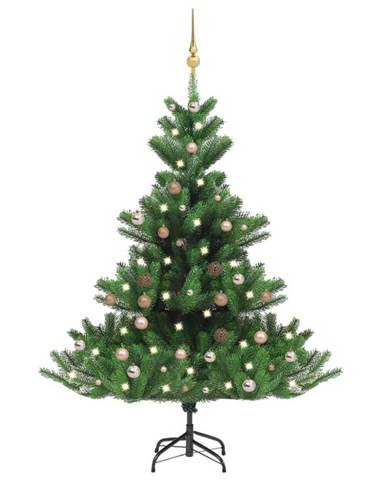 Vidaxl Umelý vianočný stromček jedľa Nordmann LED a gule zelený 150 cm