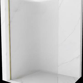Mexen Kioto,  sprchová zástena 80 x 200 cm,  8mm sklo s rebrovým vzorom,  zlatý profil,  800-080-101-50-09