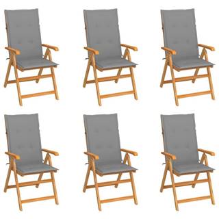 Vidaxl  Záhradné stoličky 6 ks so sivými podložkami tíkový masív značky Vidaxl