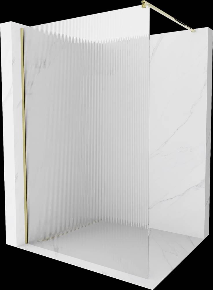 Mexen  Kioto,  sprchová zástena 80 x 200 cm,  8mm sklo s rebrovým vzorom,  zlatý profil,  800-080-101-50-09 značky Mexen