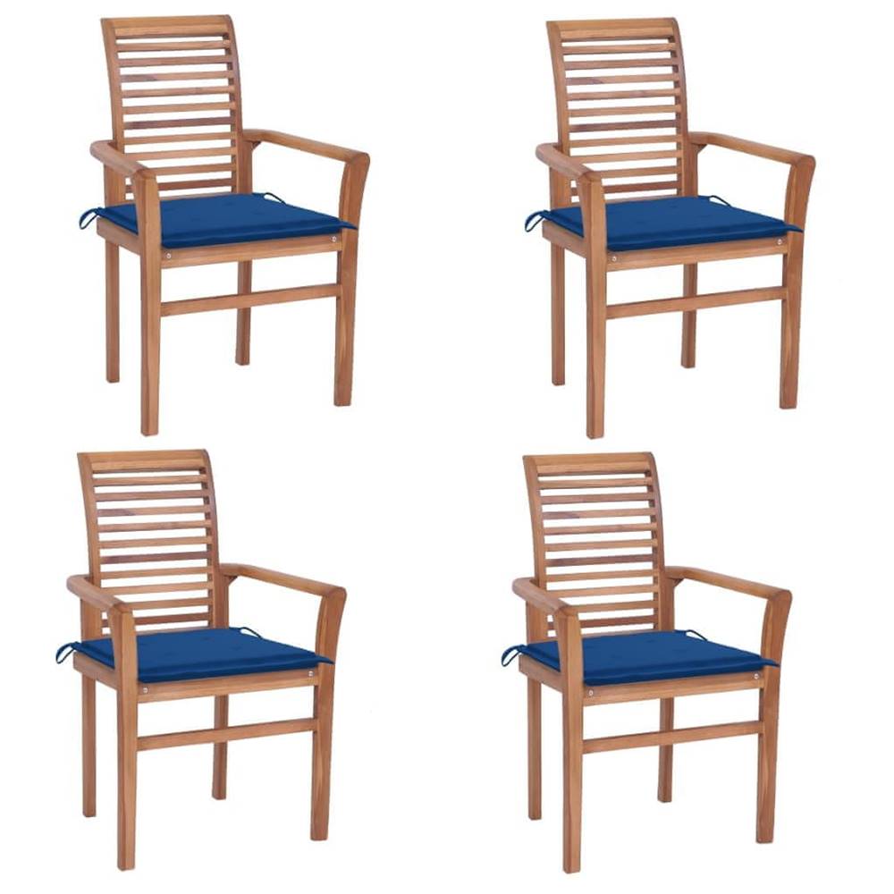 Vidaxl  Jedálenské stoličky 4 ks kráľovsky modré podložky tíkový masív značky Vidaxl