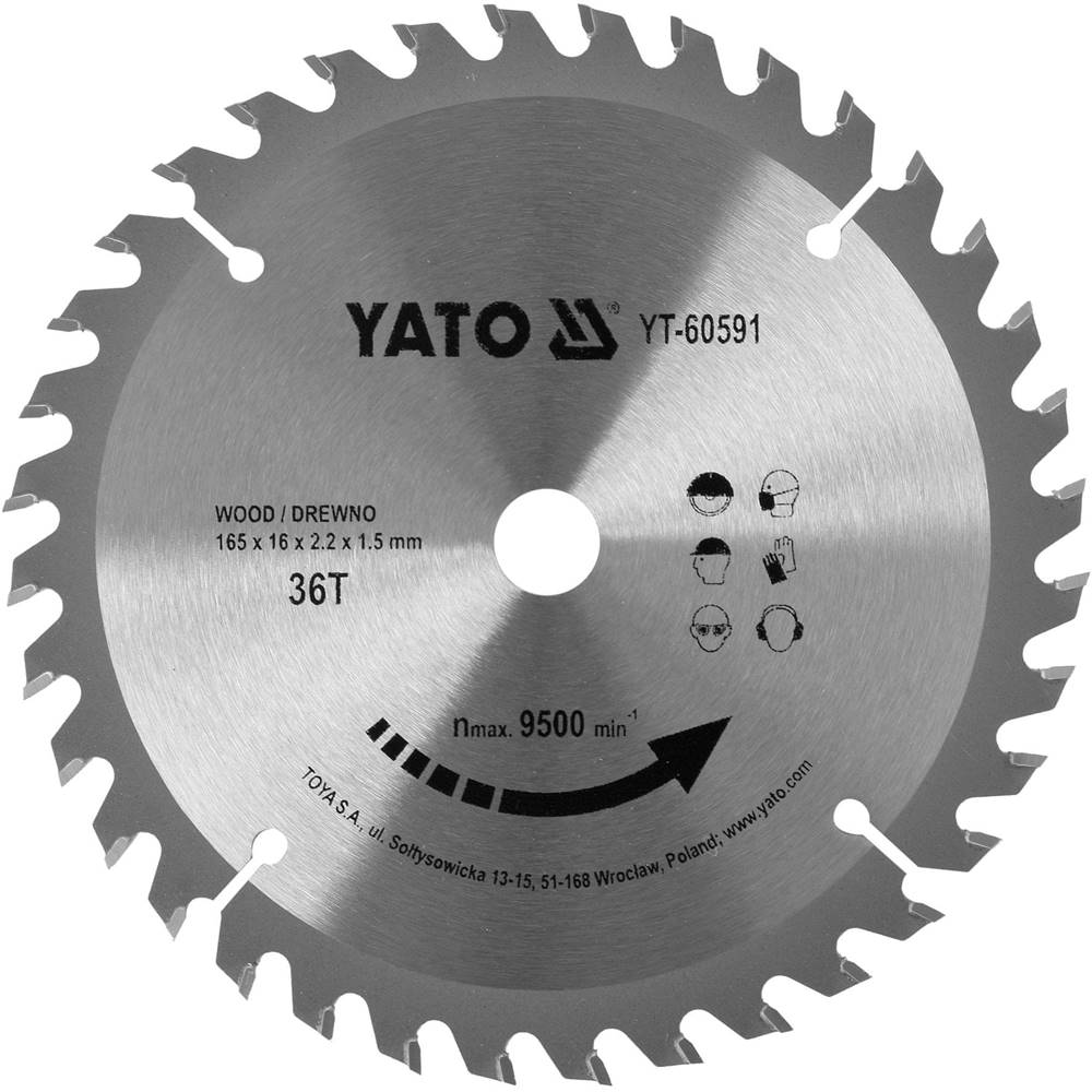 YATO  Kotúč na drevo TCT 165 x 16 mm 36z (pre YT-82810,  YT-82811) značky YATO