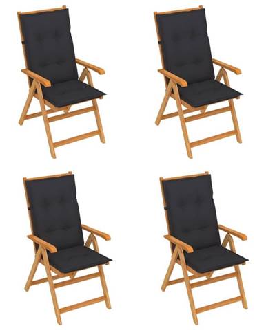 Vidaxl Záhradné stoličky 4 ks s antracitovými podložkami tíkový masív