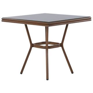 Beliani Záhradný stôl hliníkový 80 x 80 cm čierny / tmavé drevo CASPRI