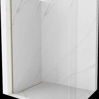 Mexen Kioto,  zaoblená sprchová zástena 110 x 200 cm,  8mm číre sklo,  zlatý profil,  800-110-101-50-06