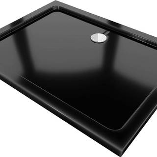 Mexen Slim,  obdĺžniková sprchová vanička 110x90x5 cm,  čierna,  chrómový sifón,  40709011