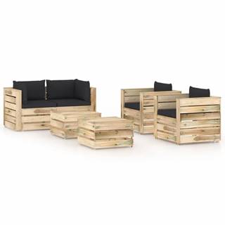 Vidaxl 6-dielna záhradná sedacia súprava s podložkami zelené impregnované drevo