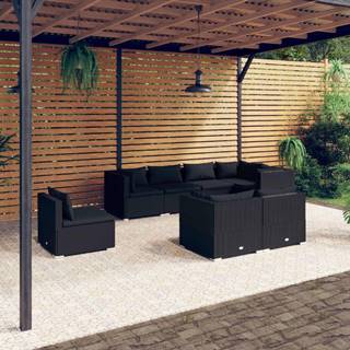 Vidaxl 8-dielna záhradná sedacia súprava s vankúšmi polyratan čierna