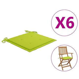 Vidaxl Podložky na záhradné stoličky 6 ks jasnozelené 40x40x4cm látka