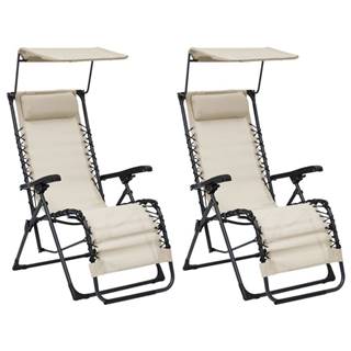 Vidaxl Skladacie terasové stoličky 2 ks textilénové krémové
