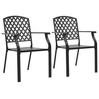 Vidaxl  Stohovateľné vonkajšie stoličky 2 ks,  oceľ,  čierne značky Vidaxl