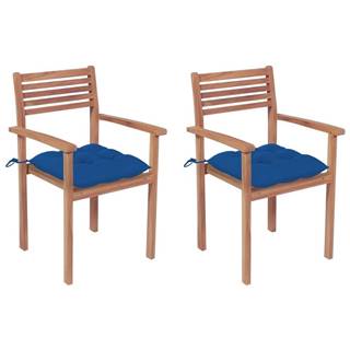 Vidaxl  Záhradné stoličky 2 ks modré podložky teakový masív značky Vidaxl