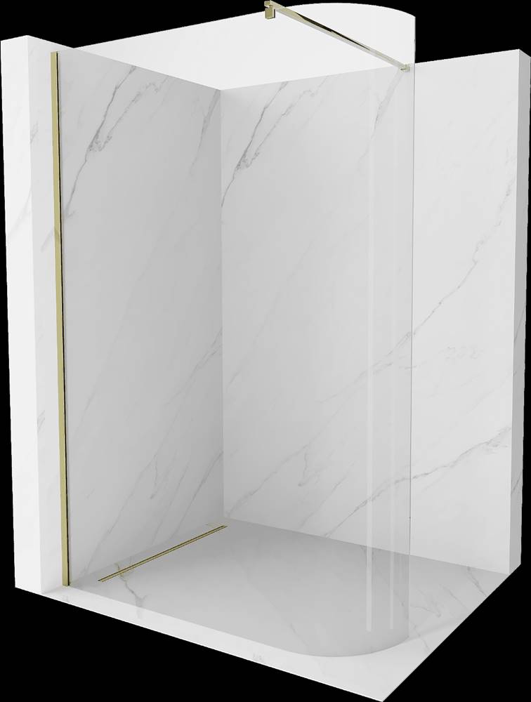 Mexen  Kioto,  zaoblená sprchová zástena 110 x 200 cm,  8mm číre sklo,  zlatý profil,  800-110-101-50-06 značky Mexen