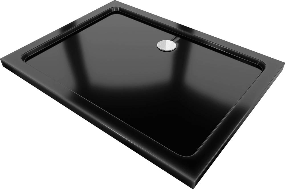 Mexen  Slim,  obdĺžniková sprchová vanička 110x90x5 cm,  čierna,  chrómový sifón,  40709011 značky Mexen