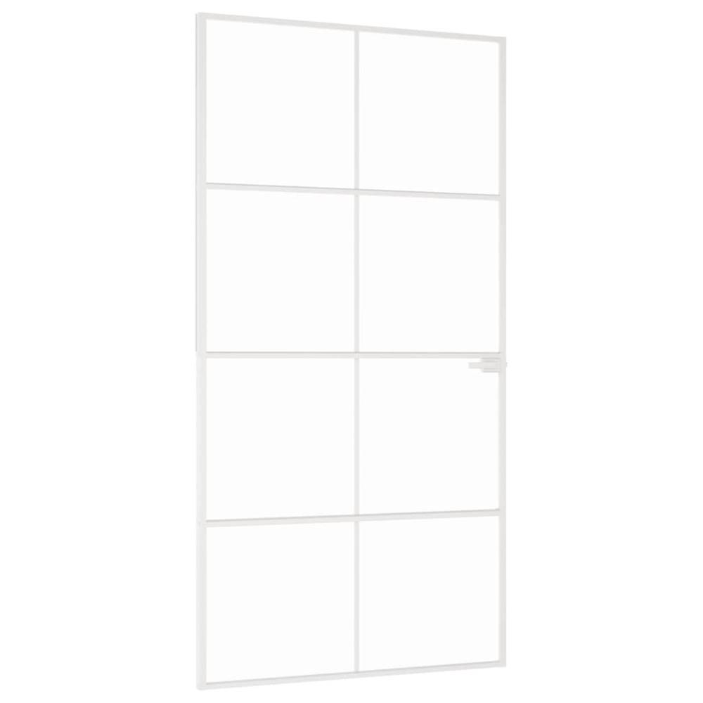 Vidaxl  Interiérové dvere biele 102x201, 5 cm tvrdené sklo a hliník úzke značky Vidaxl