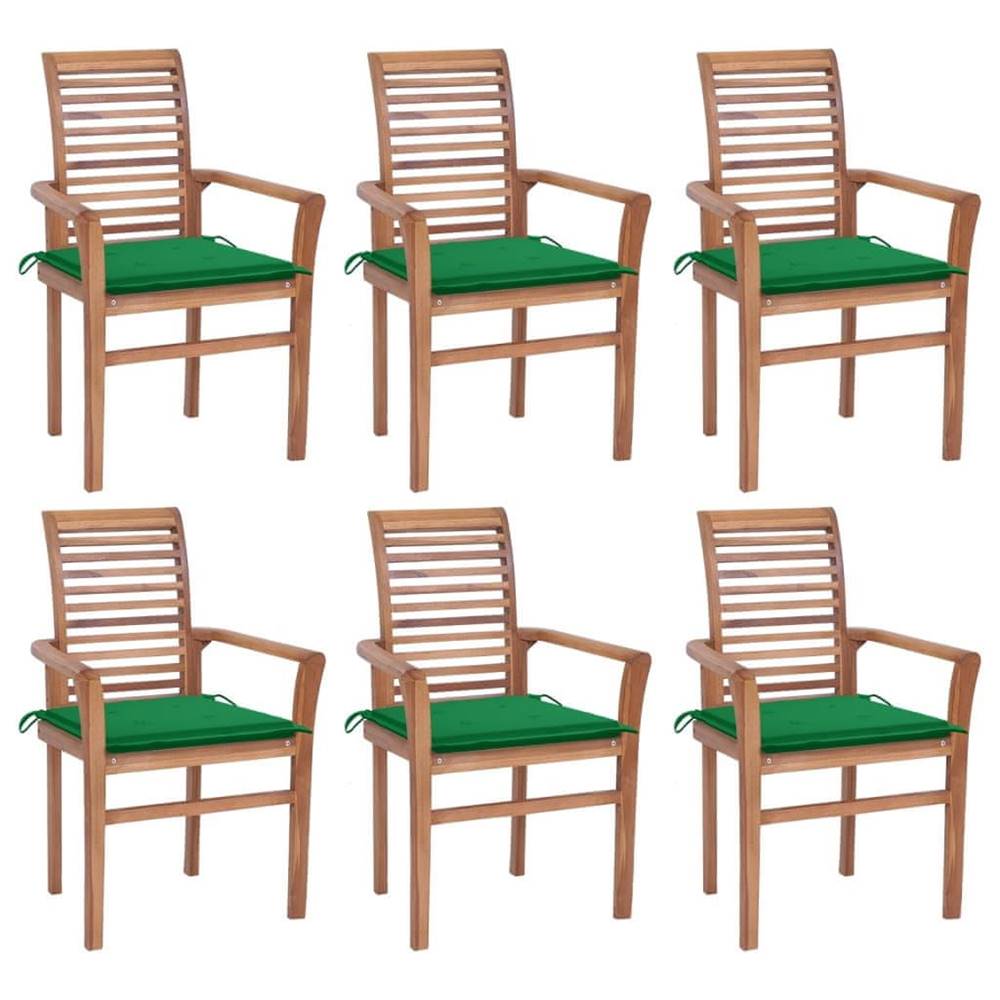 Vidaxl  Jedálenské stoličky 6 ks zelené podložky tíkový masív značky Vidaxl