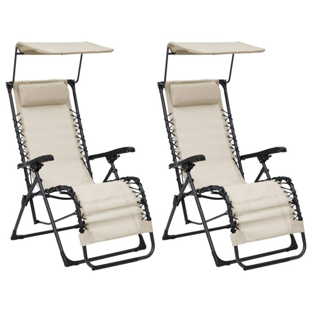 Vidaxl  Skladacie terasové stoličky 2 ks textilénové krémové značky Vidaxl