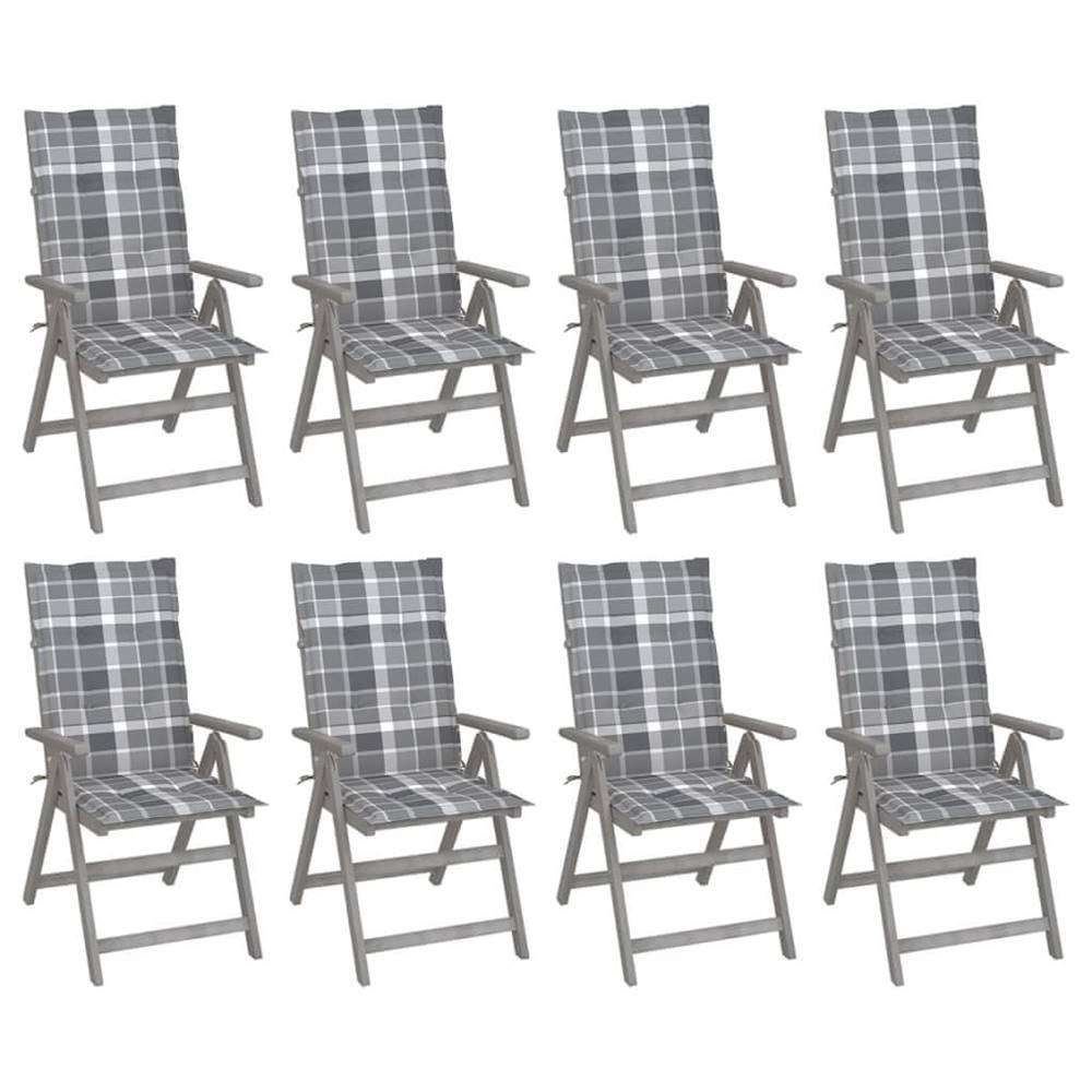 Vidaxl  Záhradné sklápacie stoličky+podložky 8 ks,  sivé,  akáciové drevo značky Vidaxl