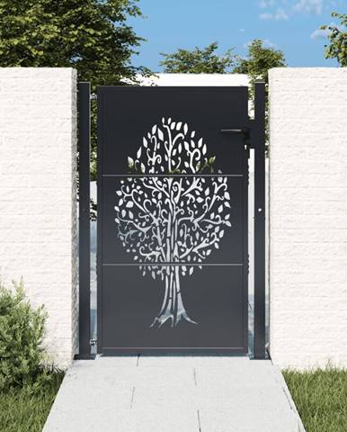 Petromila vidaXL Záhradná brána antracitová 105x155 cm oceľ dizajn stromu