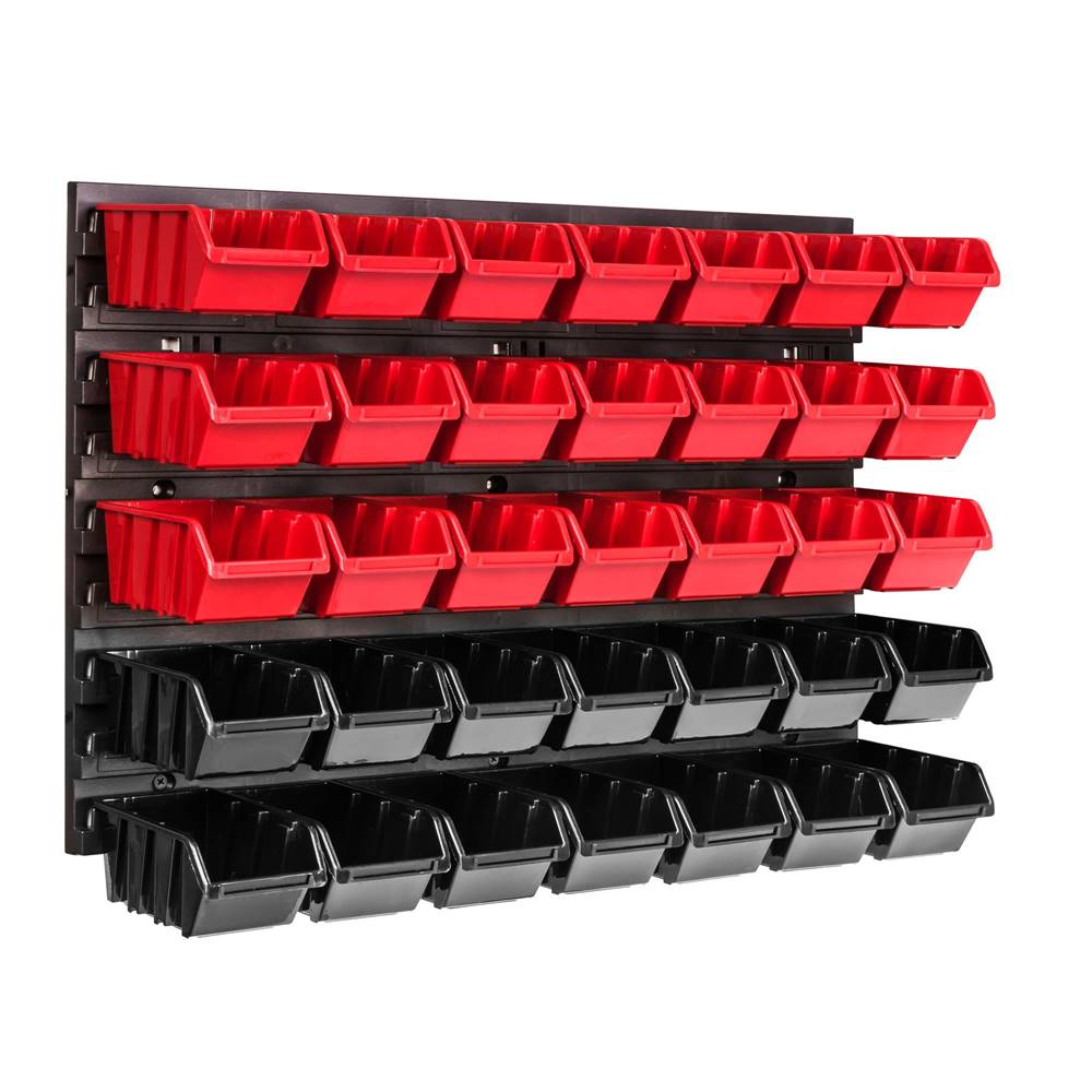 botle  Závesný panel na náradie 58 x 39 cm s 35 ks. Krabic nástenné Červené a Čierne Boxy plastová značky botle