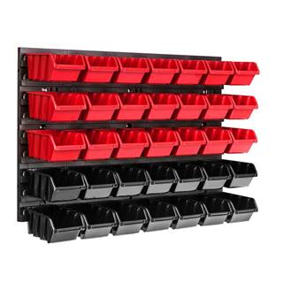 botle Závesný panel na náradie 58 x 39 cm s 35 ks. Krabic nástenné Červené a Čierne Boxy plastová