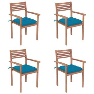 Petromila vidaXL Záhradné stoličky 4 ks bledomodré podložky teakový masív