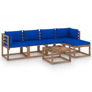 Vidaxl 6-dielna záhradná sedacia súprava s modrými podložkami