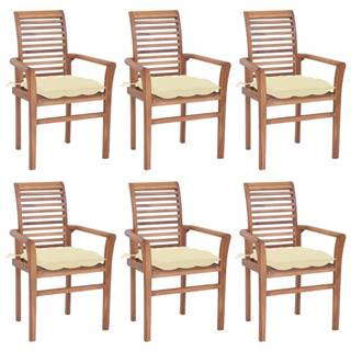 Vidaxl  Jedálenské stoličky 6 ks krémovo-biele podložky tíkový masív značky Vidaxl