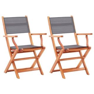 Vidaxl  Skladacie záhradné stoličky 2 ks sivé eukalyptový masív a textilén značky Vidaxl