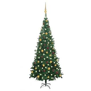 Vidaxl Umelý vianočný stromček s LED a súpravou gulí L 240 cm zelený