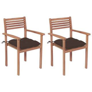 Vidaxl  Záhradné stoličky 2 ks hnedosivé podložky teakový masív značky Vidaxl
