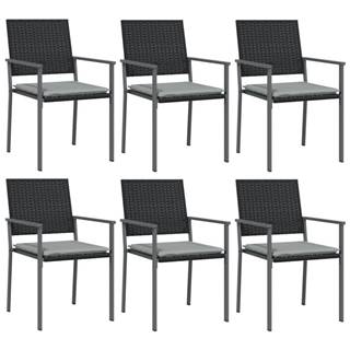 Vidaxl  Záhradné stoličky s vankúšmi 6ks čierne 54x62, 5x89 cm polyratan značky Vidaxl