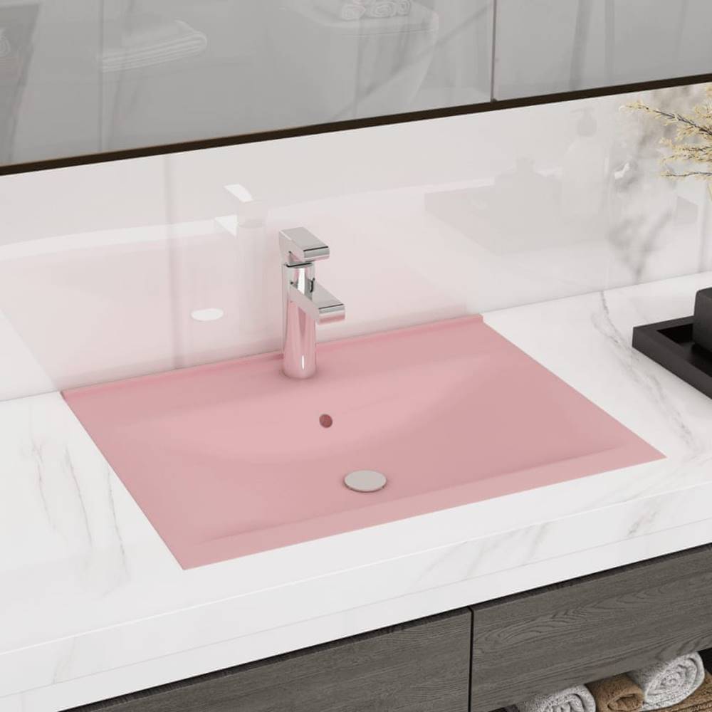 Petromila   Luxusné umývadlo,  otvor na batériu,  matné ružové 60x46 cm značky Petromila