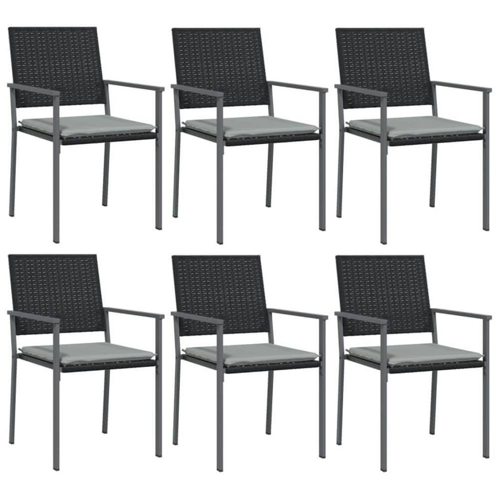 Vidaxl  Záhradné stoličky s vankúšmi 6ks čierne 54x62, 5x89 cm polyratan značky Vidaxl