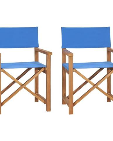 Petromila vidaXL Skladacie režisérske stoličky 2 ks modré tíkový masív