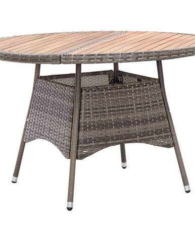 Vidaxl Záhradný stôl,  sivý 115x74 cm,  polyratan a akáciové drevo