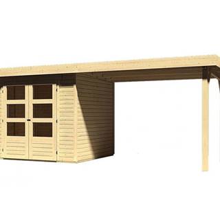 KARIBU  drevený domček  ASKOLA 3 + prístavok 280 cm (77726) natur značky KARIBU