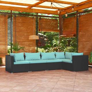 Vidaxl 5-dielna záhradná sedacia súprava s vankúšmi polyratan čierna