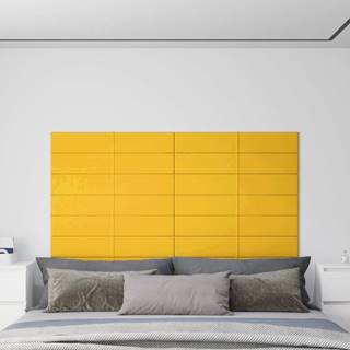 Vidaxl Nástenné panely 12 ks žlté 90x15 cm zamat 1, 62 m²