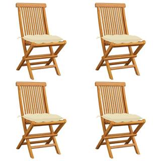 Vidaxl  Záhradné stoličky s krémovo-bielymi podložkami 4 ks tíkový masív značky Vidaxl