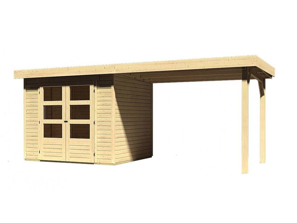 KARIBU  drevený domček  ASKOLA 3 + prístavok 280 cm (77726) natur značky KARIBU