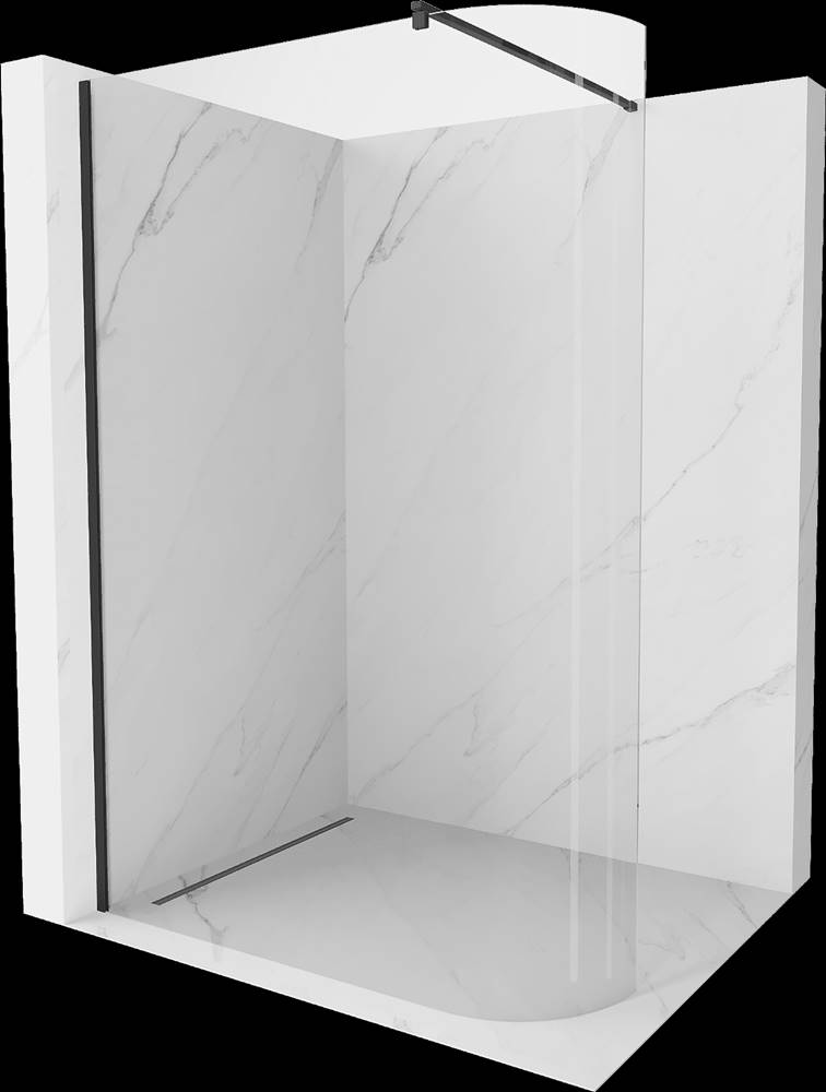 Mexen  Kioto,  zaoblená sprchová zástena 100 x 200 cm,  8mm číre sklo,  čierny profil,  800-100-101-70-06 značky Mexen