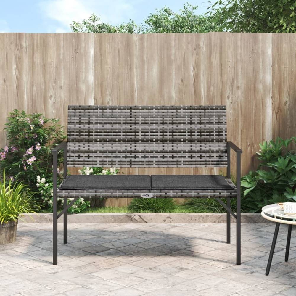 Vidaxl  2-miestna záhradná lavička s podložkou sivá polyratan značky Vidaxl