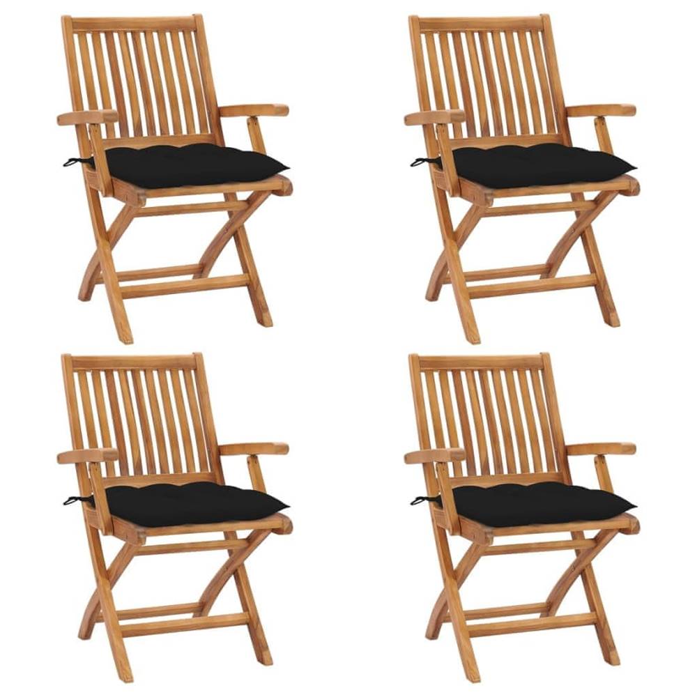 Vidaxl  Skladacie záhradné stoličky s podložkami 4 ks tíkový masív značky Vidaxl