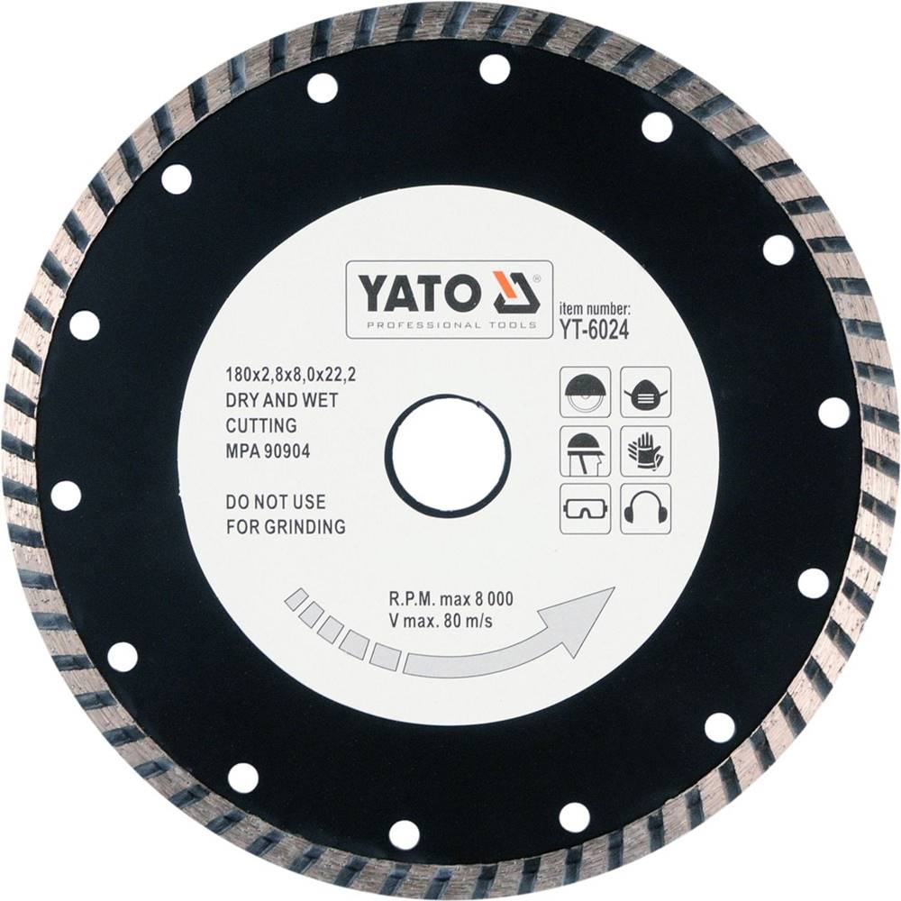 YATO  Kotúč rezný diamantový 180 x 22, 2 x 2, 8 mm turbo značky YATO