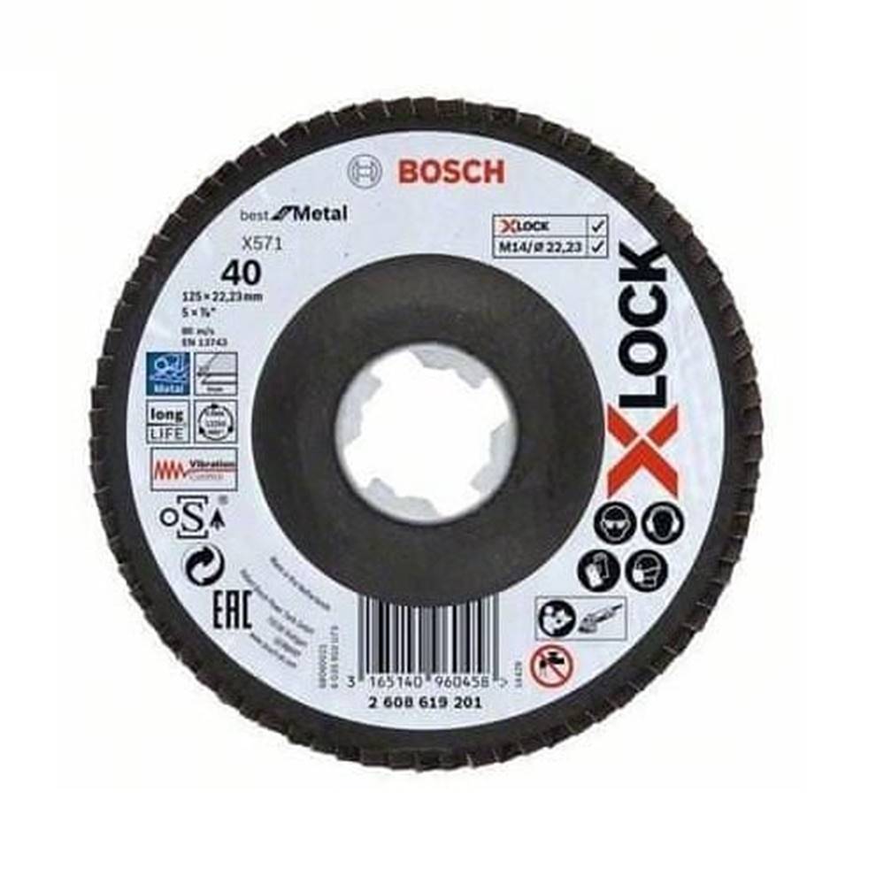BOSCH Professional  lamelové brúsne kotúče Best for Metal systému X-LOCK,  šikmá verze,  fibrové doska,  Ø 125 mm,  G 40,  X (2608619201) značky BOSCH Professional
