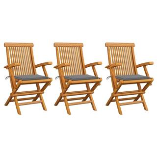 Petromila   Záhradné stoličky,  sivé podložky 3 ks,  tíkový masív značky Petromila