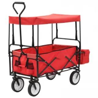Vidaxl  Skladací ručný vozík so strieškou oceľ červený značky Vidaxl