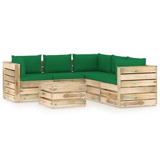 Vidaxl 6-dielny záhradný set s podložkami zelené impregnované drevo