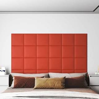 Vidaxl Nástenné panely 12 ks červené 30x30 cm umelá koža 1, 08 m²